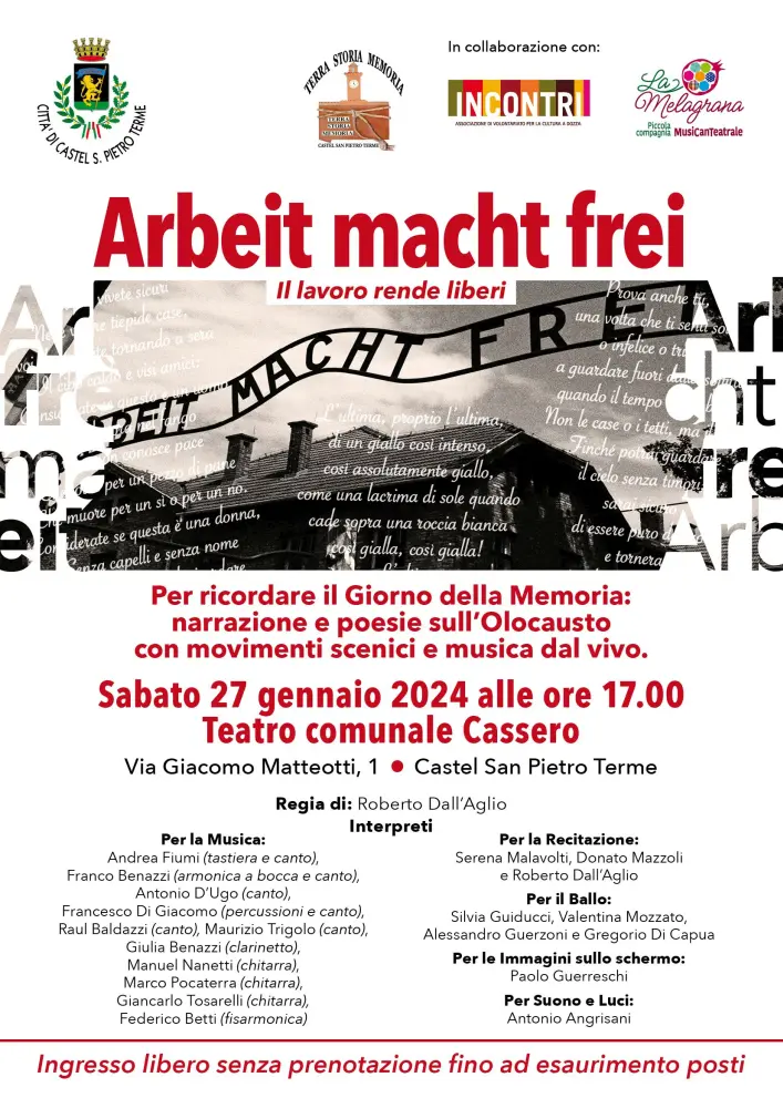 Giornata della Memoria: spettacolo teatrale “Arbeit macht frei – il lavoro rende liberi”