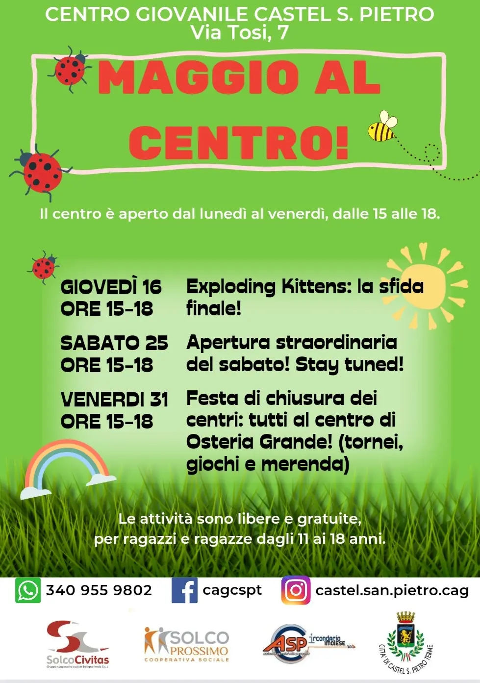 Centro Giovanile di via Tosi: apertura straordinaria del sabato