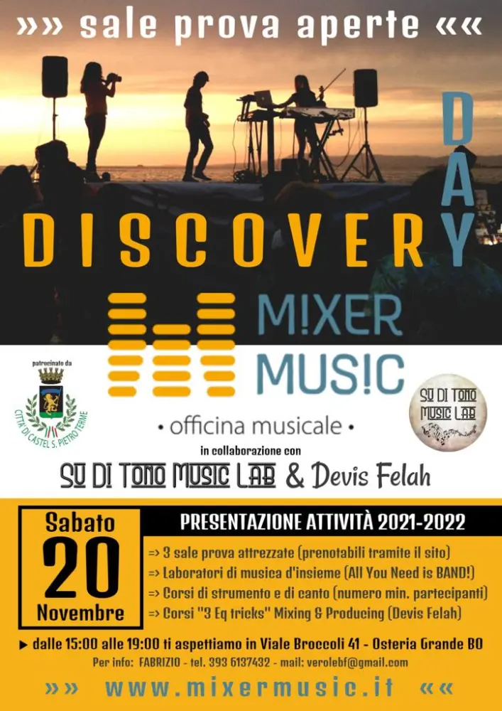 Discovery Day di Mixer Music sabato 20 a Osteria Grande