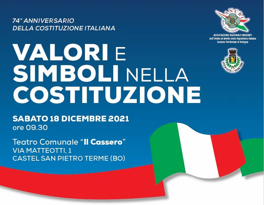 Al Cassero Teatro Comunale, sabato 18 ore 9,30 “Valori e simboli nella Costituzione”