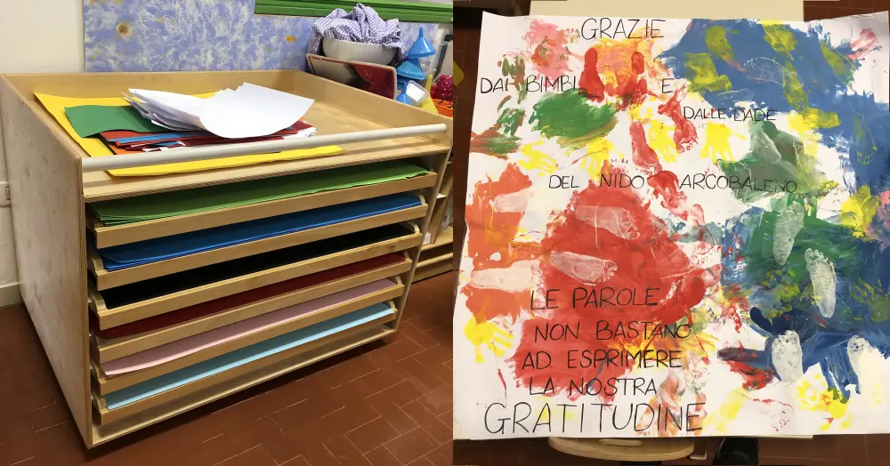 Grazie al signor Rocca che ha costruito e donato un mobile porta disegni al Nido di Osteria Grande!
