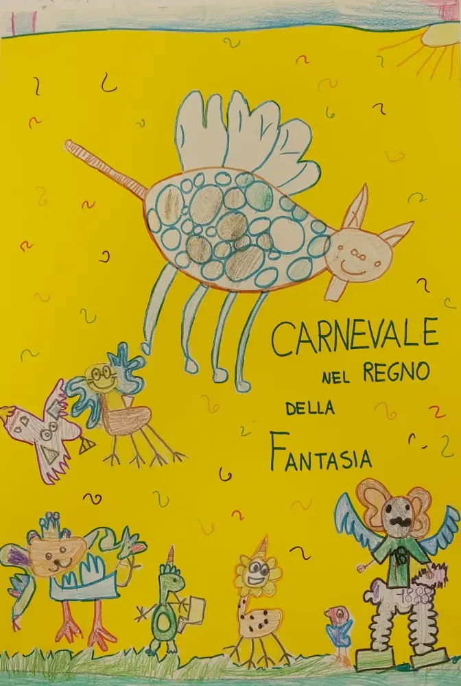 Il disegno della 1aA della Primaria Serotti sarà la locandina del Carnevale nel regno della fantasia