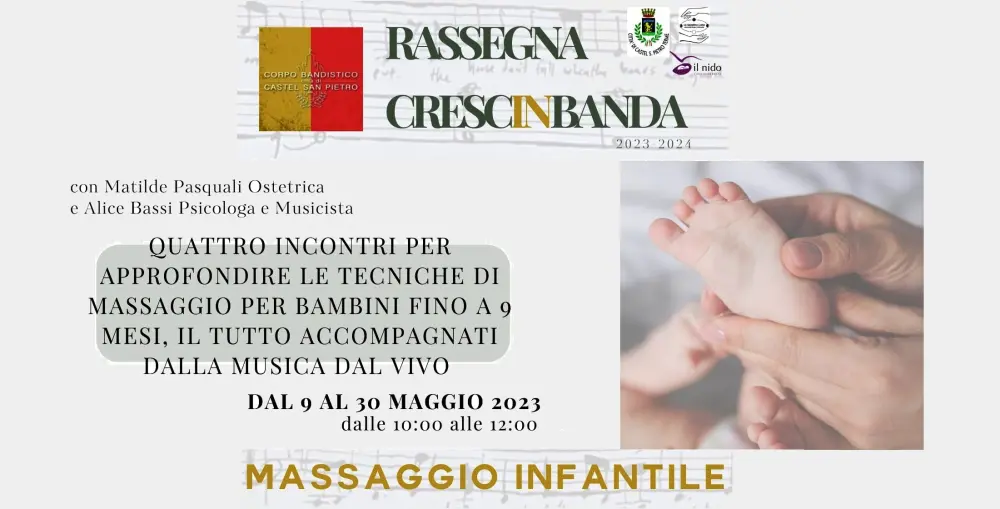 Crescinbanda: aperte le iscrizioni al corso di massaggio infantile con accompagnamento musicale