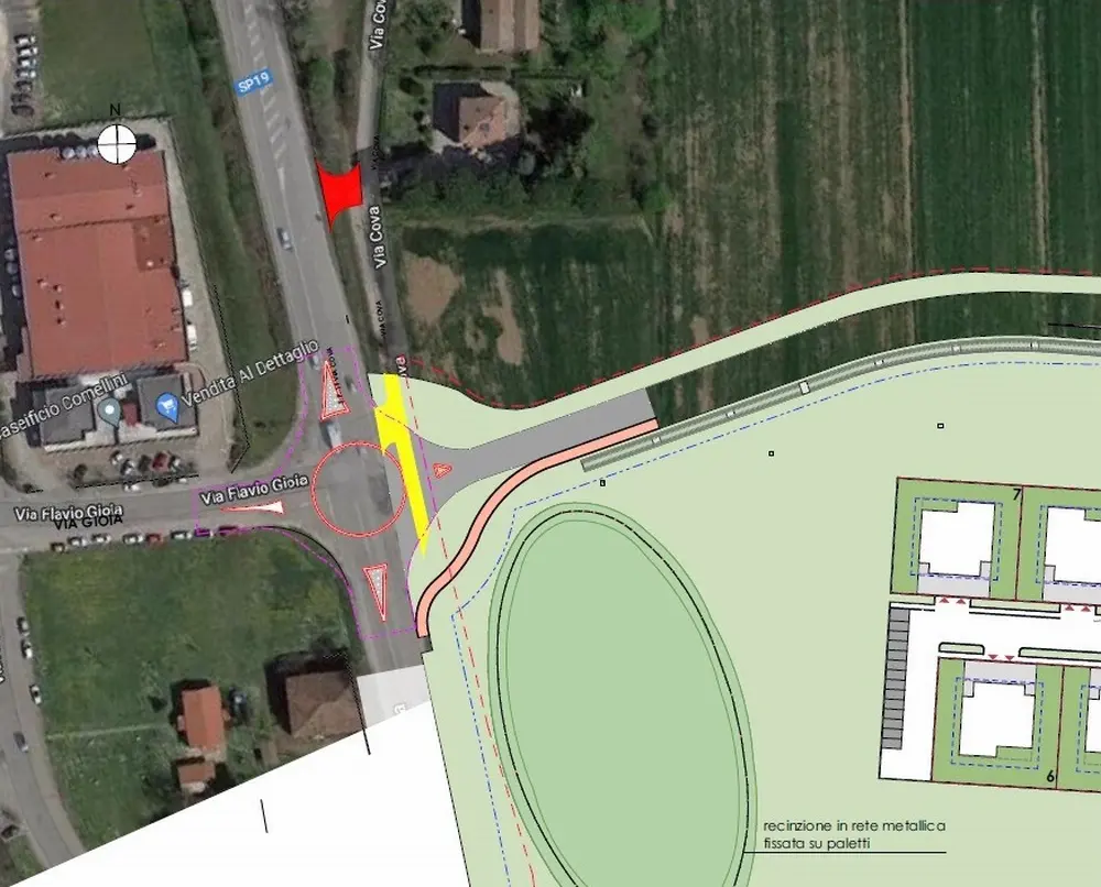 Approvato il progetto della rotatoria fra le vie Cova,Gioia e la futura strada verso il Borgo