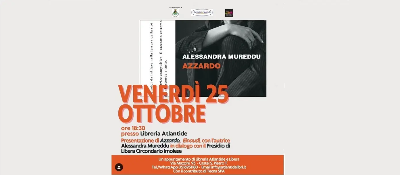 Venerdì 25 alle 18,30 presentazione di "Azzardo" alla Libreria Atlantide