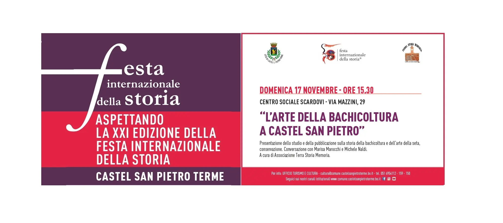 “L’arte della bachicoltura a Castel San Pietro” domenica 17 ore 15,30 al Centro sociale Scardovi 