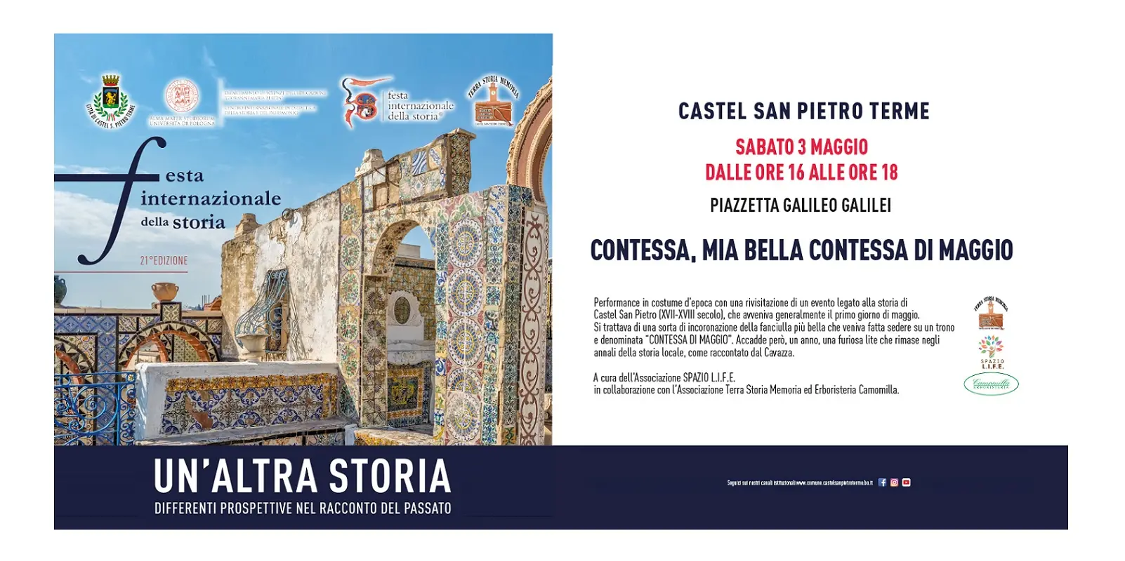 Festa della Storia: sabato 3 ore 16-18 in piazza Galilei  “Contessa, mia bella Contessa di Maggio”