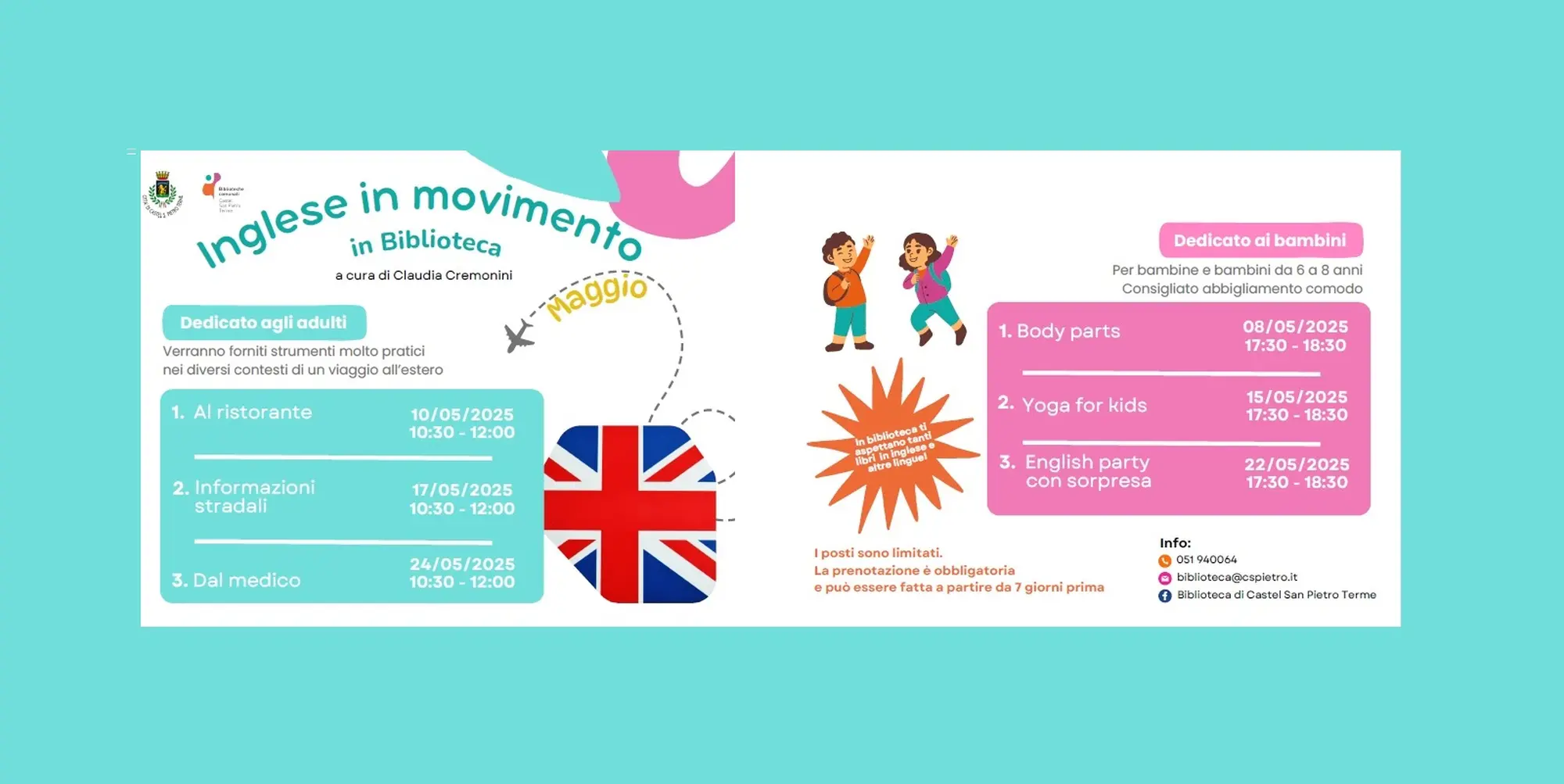 Torna “Inglese in movimento in Biblioteca”  con tre incontri per adulti e tre per bambini