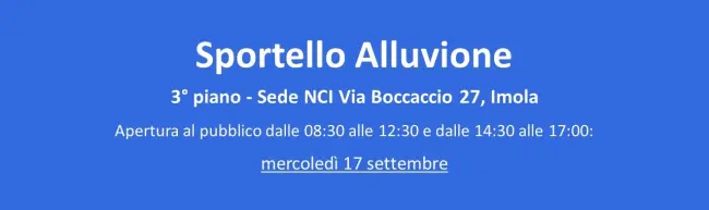 Servizio Ricostruzione Alluvione: prolungata l’apertura dello sportello pubblico del NCI anche per i