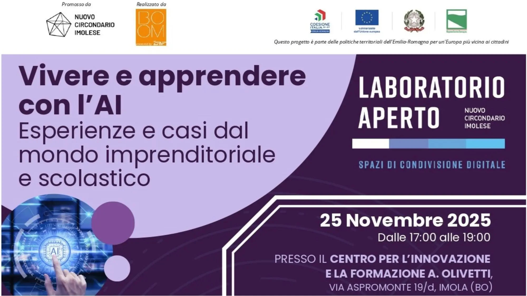 “Vivere e apprendere con l'Intelligenza Artificiale”, al via le iscrizioni 